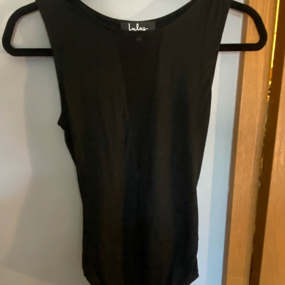 Black body suit, sheer section, Lulus